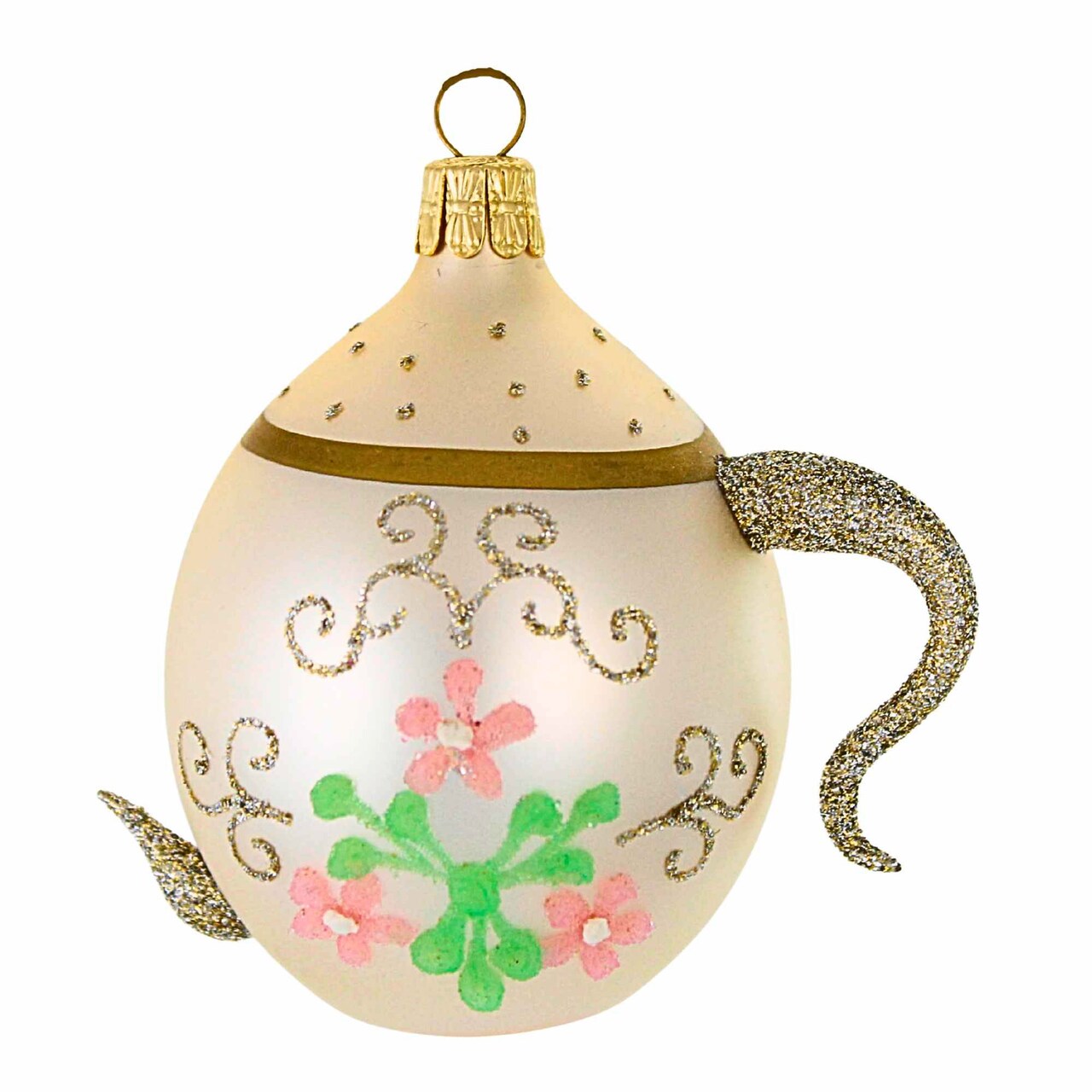 Golden Bell Collection 3.0 Inch Teacup With Flowers Christmas Tree Ornament , Czech Republic